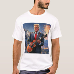 Trump speelt elektrische gitaar Mount Rushmore MAG T-shirt