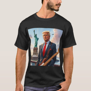 Trump speelt gitaar bij Statue Liberty T-shirt