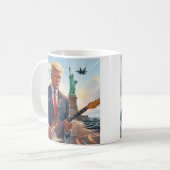 Trump speelt gitaar bij Vrijheidsbeeld Koffiemok (Voorkant links)