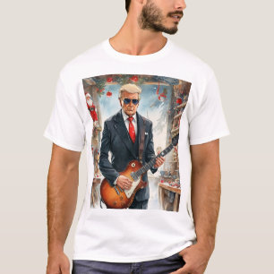 Trump Spelen Elektrische Gitaar SANTA CLAUS worksh T-shirt