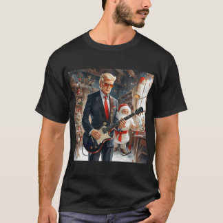 Trump Spelen Elektrische Gitaar SANTA CLAUS worksh T-shirt