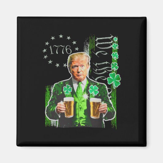 Trump St Patrick Dag Wij Het Volk Vs Vlag Shamroc Magneet (Voorkant)