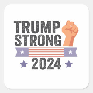 Trump Sterk 2024 Patriottische Amerikaanse Vlag Ve Vierkante Sticker