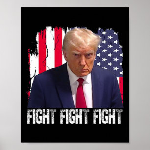 Trump Strijd Strijd Strijd Amerikaanse Vlag Donald Poster