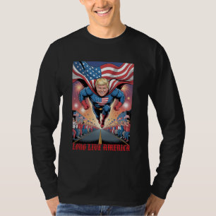 Trump-superheld Flyover: Patriottische menigte op T-shirt