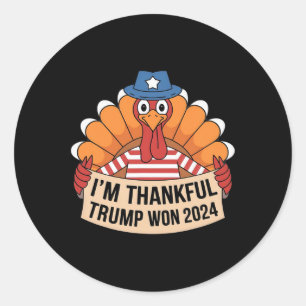 Trump Thanksgiving 2024 Shirt Ik ben dankbaar Trum Ronde Sticker