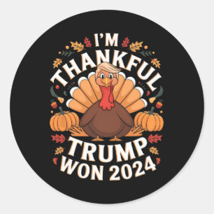 Trump Thanksgiving: ik ben dankbaar dat Trump 2024 Ronde Sticker