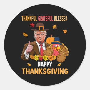 Trump Thanksgiving Turkije Herfst dankbaar Ronde Sticker