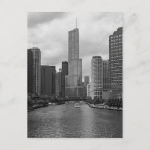 Trump Tower Chicago River Grayscale Briefkaart
