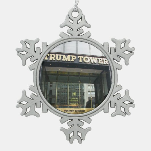 Trump Tower Tin Sneeuwvlok Ornament (Voorkant)