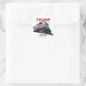 Trump trein 2024 vierkante sticker (Tas)