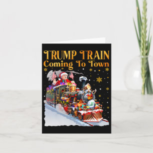 Trump-trein komt naar stad met grappige kerstman kaart
