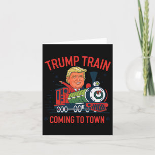 Trump-trein komt naar stad met grappige kerstman kaart