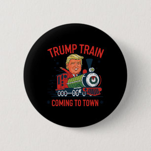Trump-trein komt naar stad met grappige kerstman ronde button 5,7 cm