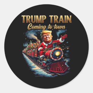 Trump-trein komt naar stad met grappige kerstman ronde sticker