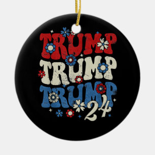 Trump Trump Trump 2024 Retro Keramisch Ornament