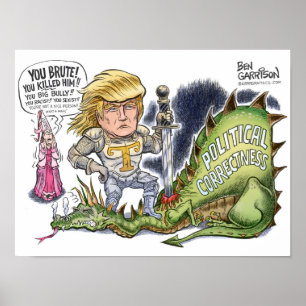 Trump tueur de dragon 16" x 12", Poster Paper (Mat