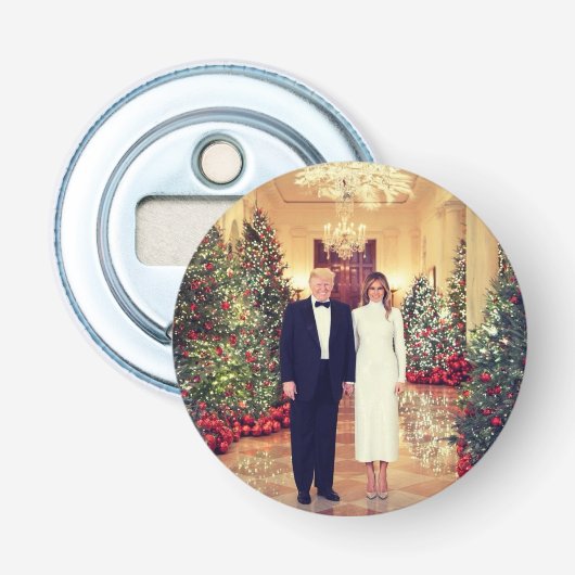Trump US President White House Kerstmis Button Flesopener (Voorkant)