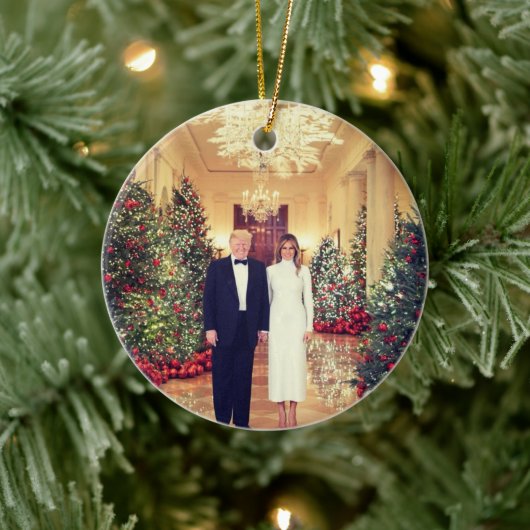 Trump US President White House Kerstmis Keramisch Ornament (Boom)