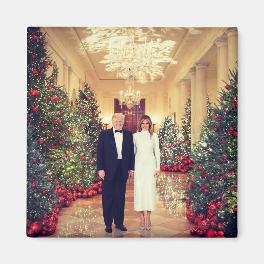 Trump US President White House Kerstmis Magneet (Voorkant)