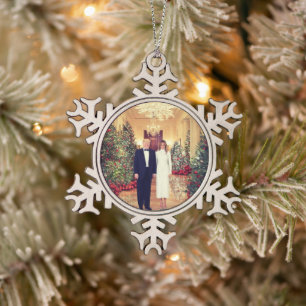Trump US President Witte Huis Kerst Sneeuwvlok Tin Sneeuwvlok Ornament