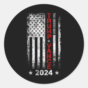 Trump Vance 2024 Amerikaanse vlag - neem Amerika Ronde Sticker