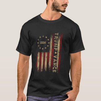 Trump Vance 2024 Amerikaanse vlag Trump is terug T-shirt