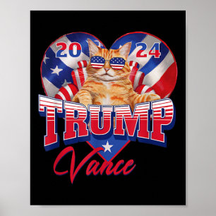 Trump Vance 2024 Cat Heart Amerikaans politiek Pre Poster