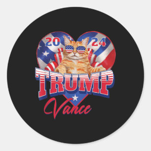 Trump Vance 2024 Cat Heart Amerikaans politiek Pre Ronde Sticker