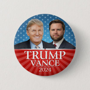 Trump Vance 2024 - Donald President JD Vice Foto Ronde Button 5,7 Cm