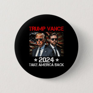 Trump Vance 2024 Donald Trump J.D. Vance Take Amer Ronde Button 5,7 Cm