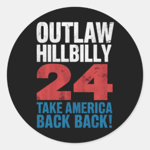 Trump Vance 2024 Outlaw Heuvelboer Amerikaanse Vla Ronde Sticker