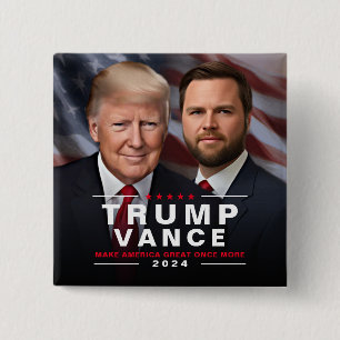 Trump Vance 2024 President VP Campaign Vierkante Button 5,1 Cm