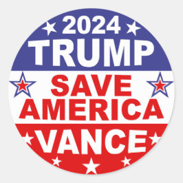 TRUMP VANCE 2024 - RED AMERIKA RONDE STICKER