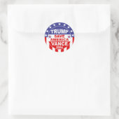 TRUMP VANCE 2024 - RED AMERIKA RONDE STICKER (Tas)
