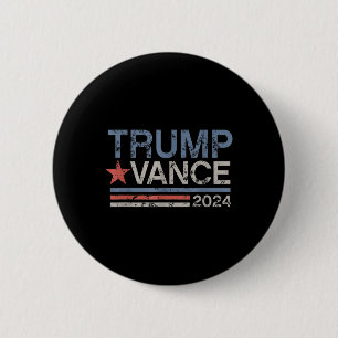Trump Vance 2024 Retro Stripe Trump Jd Vance Ronde Button 5,7 Cm