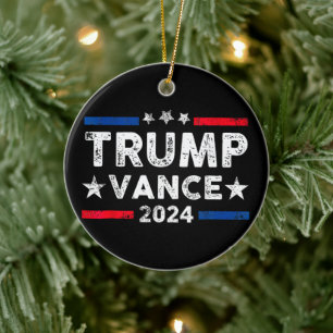 Trump Vance 2024 US Flag Election President 2024 Keramisch Ornament