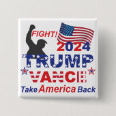 TRUMP VANCE 2024 VIERKANTE BUTTON 5,1 CM (Voorkant)