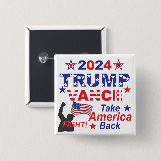 TRUMP VANCE 2024 VIERKANTE BUTTON 5,1 CM (Voorkant /achterkant)