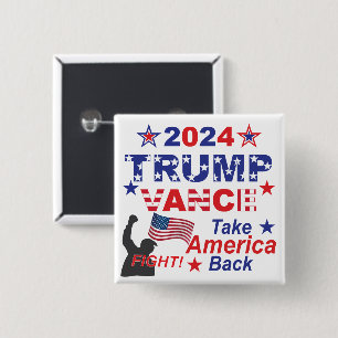 TRUMP VANCE 2024 VIERKANTE BUTTON 5,1 CM