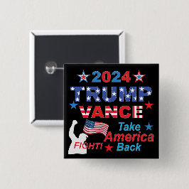 TRUMP VANCE 2024 VIERKANTE BUTTON 5,1 CM