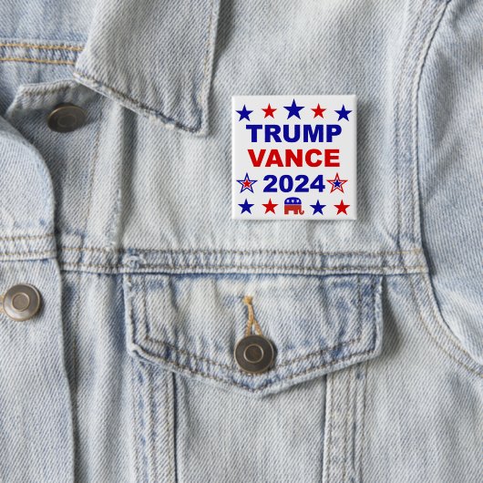 Trump Vance 2024 Vierkante Button 5,1 Cm (In situ)
