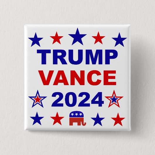 Trump Vance 2024 Vierkante Button 5,1 Cm (Voorkant)