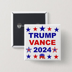 Trump Vance 2024 Vierkante Button 5,1 Cm