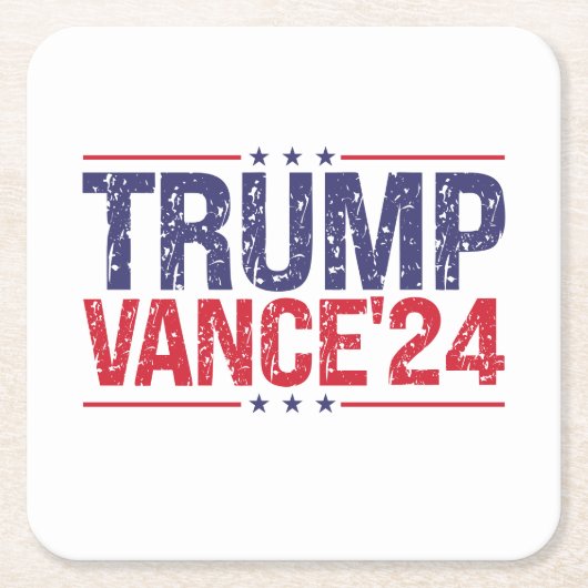 Trump Vance 2024 Vierkante Kartonnen Onderzetter (Voorkant)