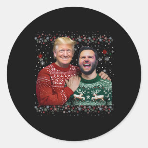 Trump Vance Brothers Funny Ugly Christmas Zwe Ronde Sticker