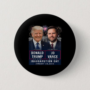 Trump Vance inauguratiedag 2025 Donald Trump JD Ronde Button 5,7 Cm