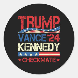 Trump Vance Kennedy Checkmate 2025 Verkiezing Repu Ronde Sticker