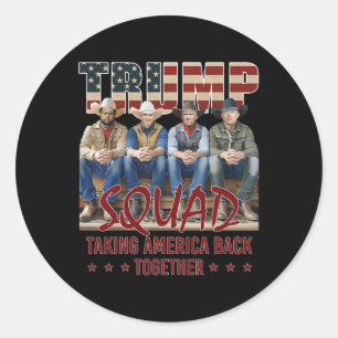 Trump Vance Kennedy Elon Squad neemt America Byck Ronde Sticker