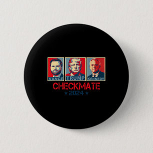 Trump Vance Kennedy Schaakmat 2025 Verkiezing Repu Ronde Button 5,7 Cm